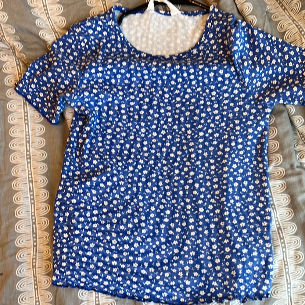 Blue T-Shirt, Floral